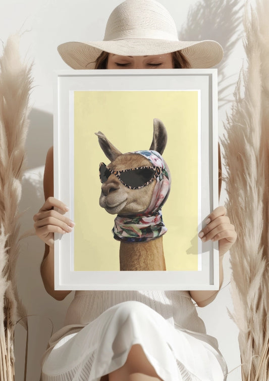 Stylowa Lama w Okularach Plakat