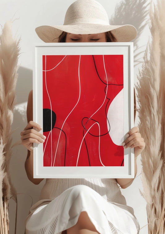 Abstrakcyjna Czerwień Linii Plakat