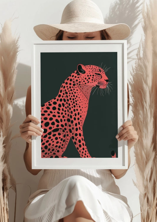 Czerwony Gepard Artystyczny Plakat