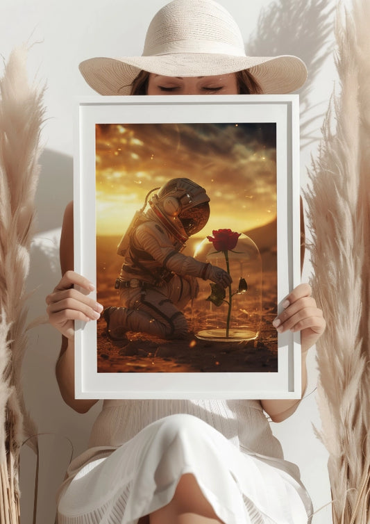 Astronauta i Róża na Marsie Plakat