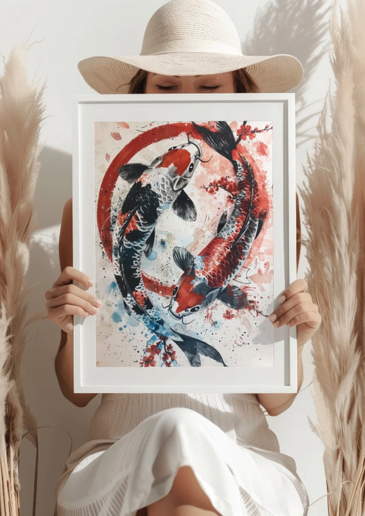 Japońskie Karpie Yin Yang Plakat