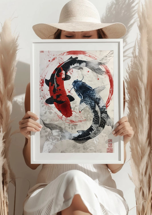 Koi Yin Yang Sztuka Plakat