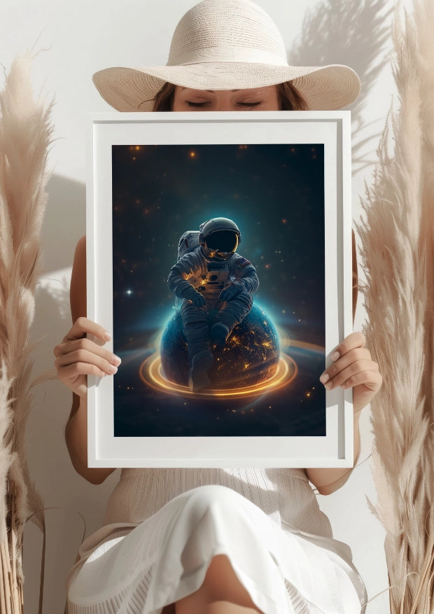 Kosmiczny Marzyciel Na Planecie Plakat