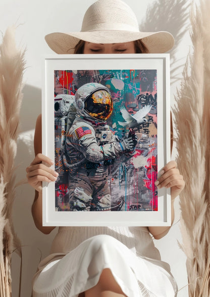 Kosmiczny Podróżnik z Gołębiem Plakat