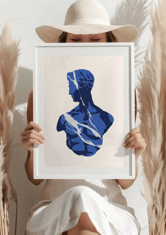 Niebieska Marmurowa Sylwetka Plakat