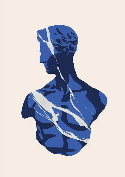 Niebieska Marmurowa Sylwetka Plakat