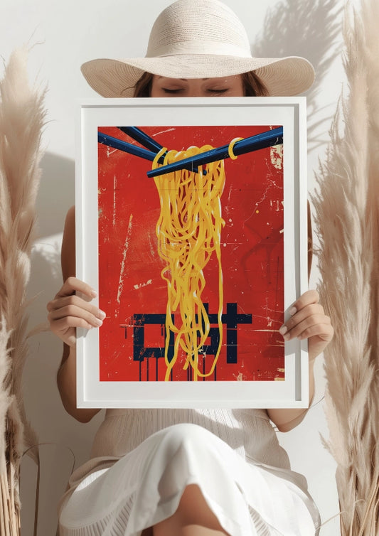 Radosne Żółte Makaronowe Inspiracje Plakat