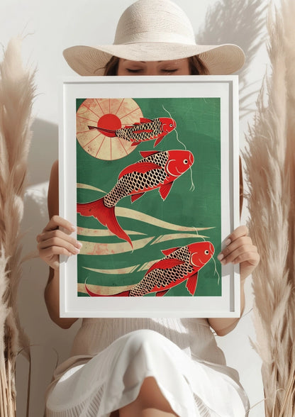 Tradycyjne Karpie Koi Plakat