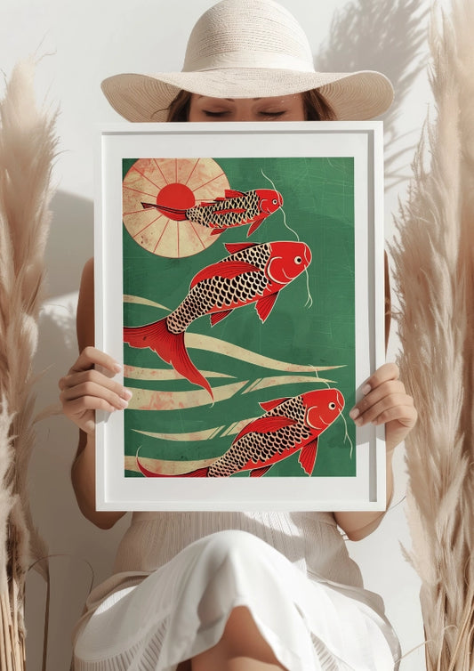 Tradycyjne Karpie Koi Plakat