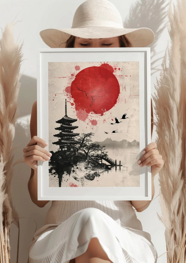 Czerwone Słońce Japonii Plakat