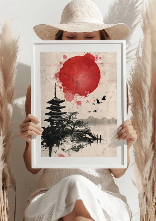 Czerwone Słońce Japonii Plakat