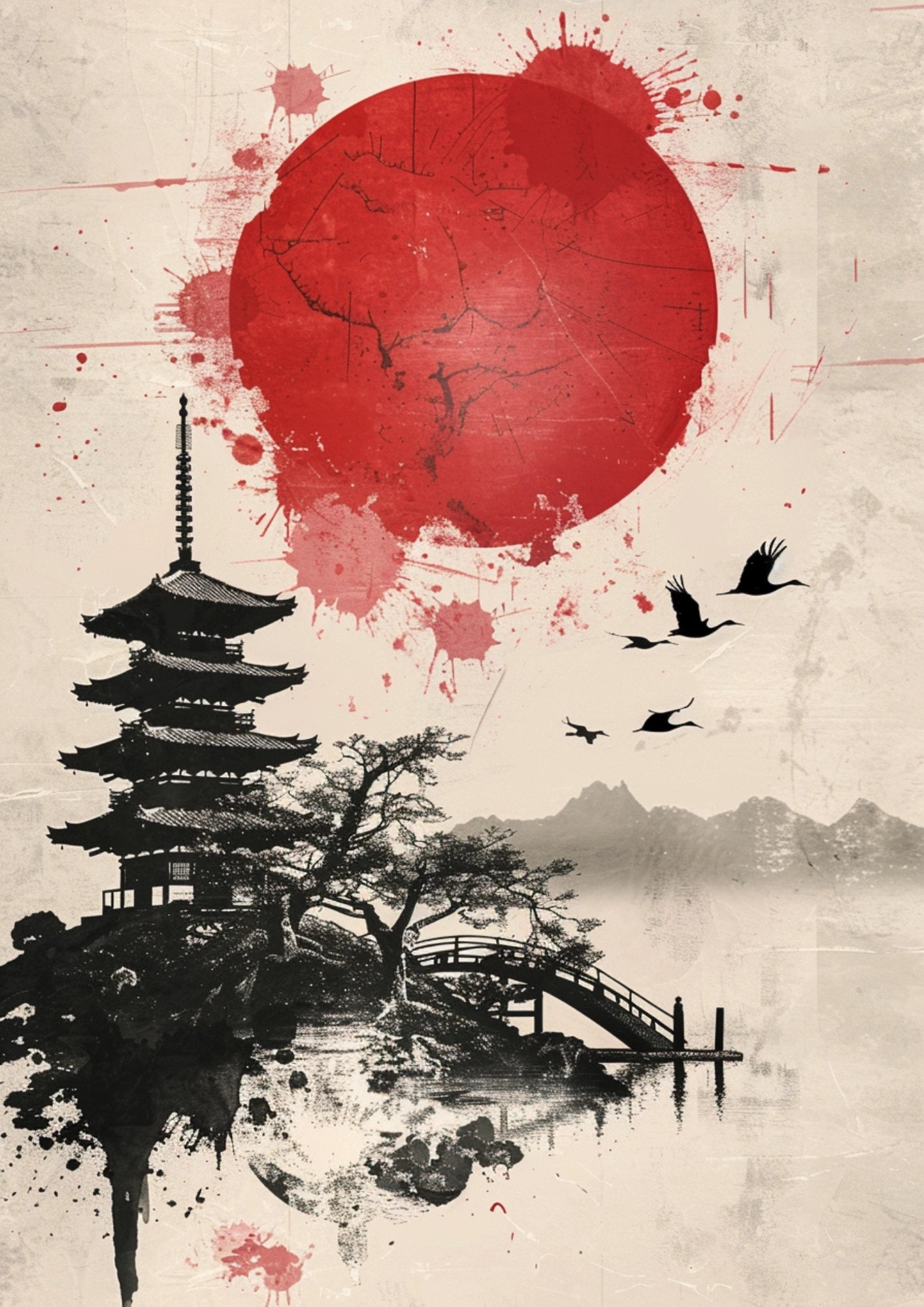 Czerwone Słońce Japonii Plakat