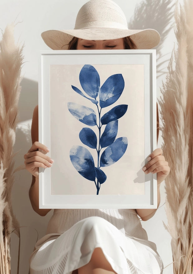 Niebieskie Liście Artystyczne Plakat