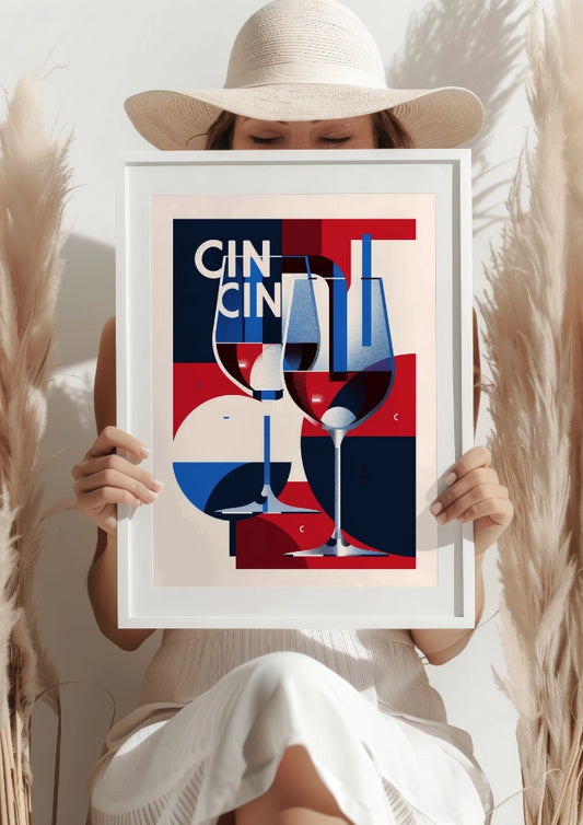 Geometryczne Kieliszki Świętują Plakat