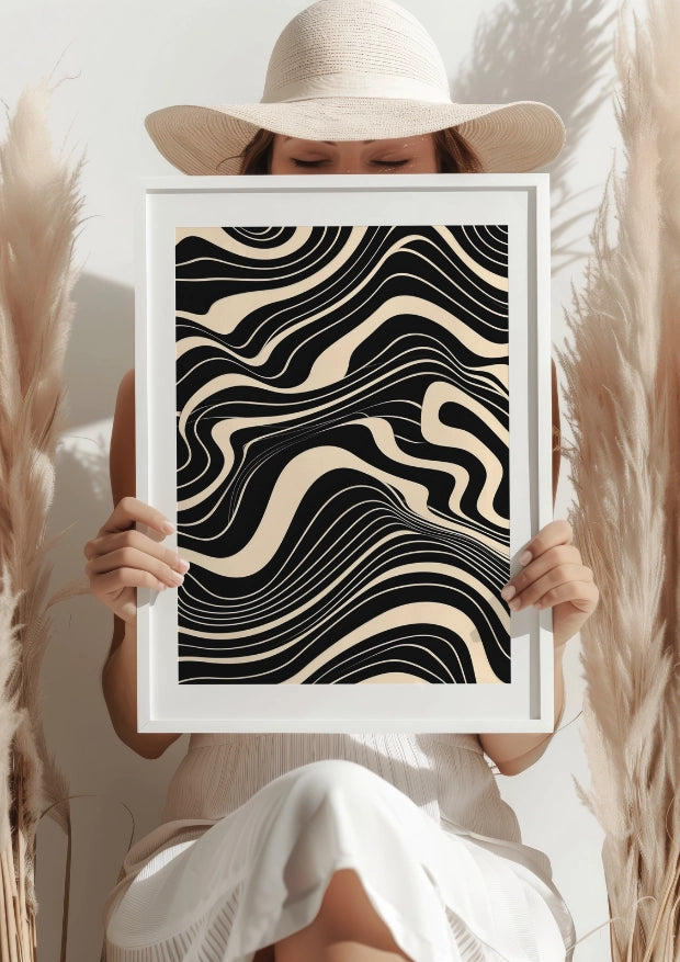 Abstrakcyjne Fale Czarne Plakat