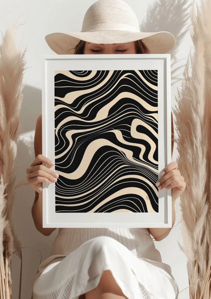 Abstrakcyjne Fale Czarne Plakat