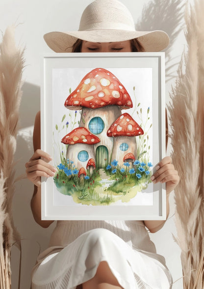 Wiosenna Kraina Grzybowych Domków Plakat
