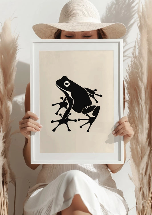 Czarno-Biały Żabie Skoki Plakat