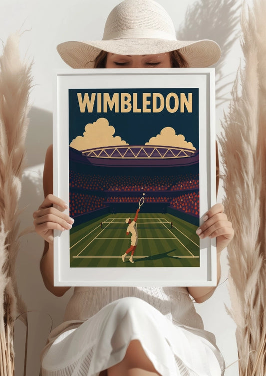 Serwujący na Trawie Wimbledon Plakat