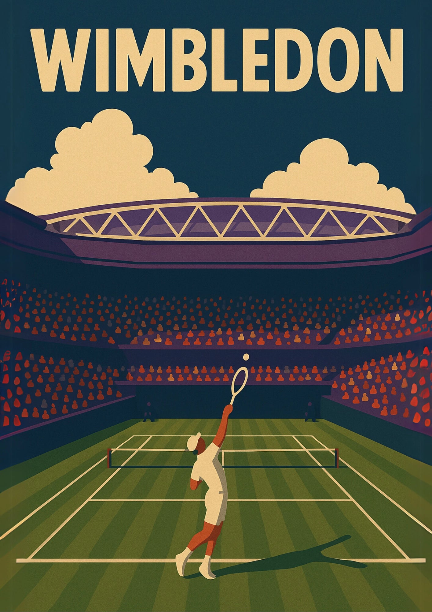 Serwujący na Trawie Wimbledon Plakat