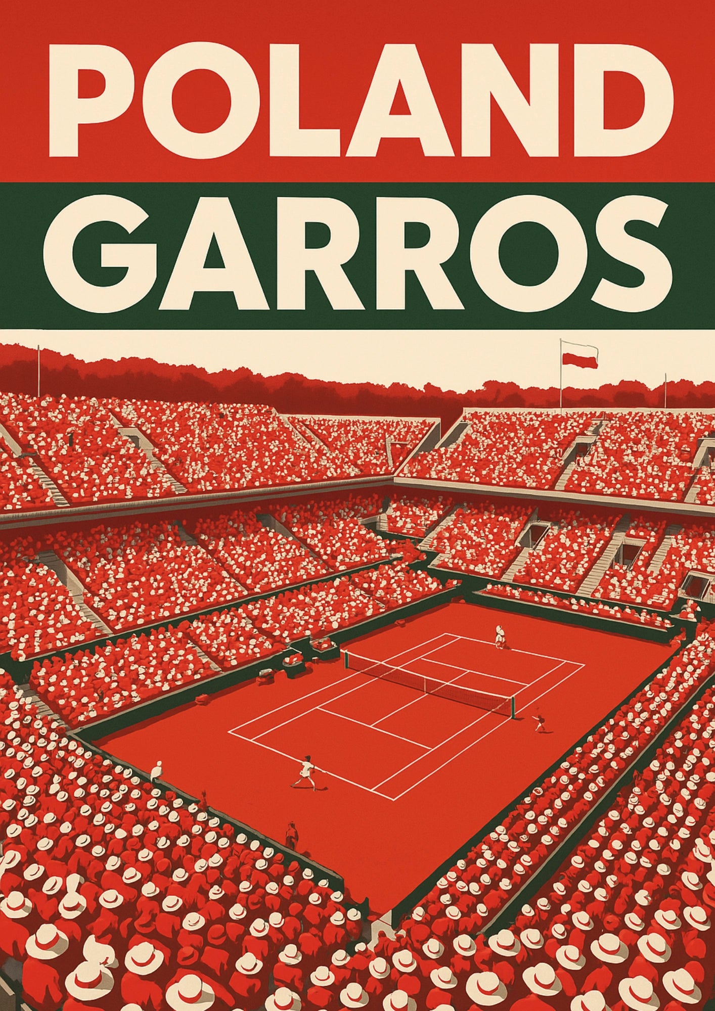 Patriotyczny Kort Ceglasty Poland Garros Plakat