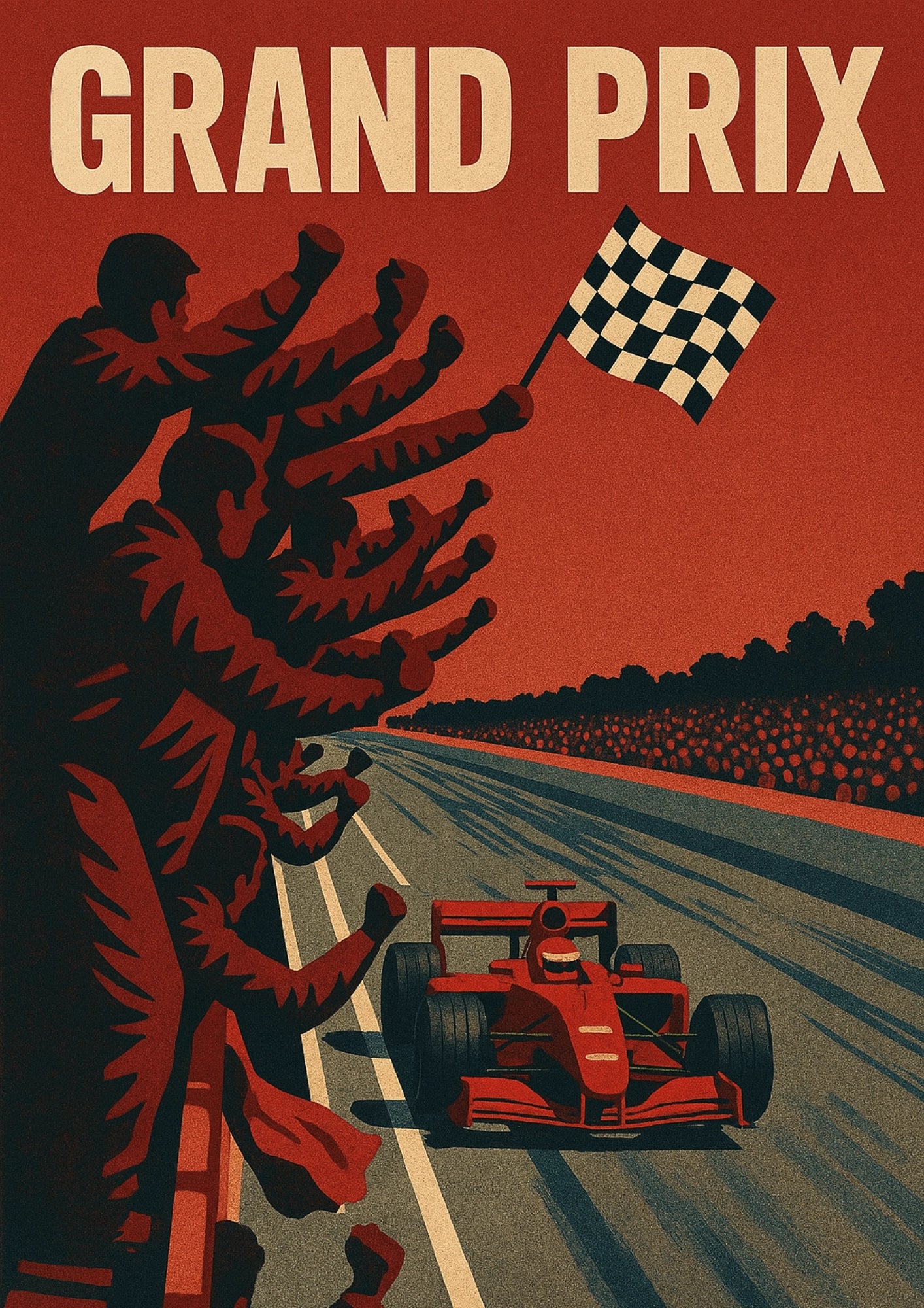 Czerwony Bolid na Mecie Grand Prix Plakat