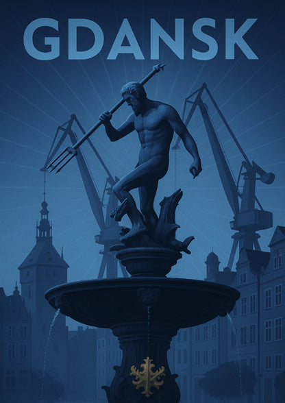 Gdańsk Neptun Żurawie i Morska Duma Plakat