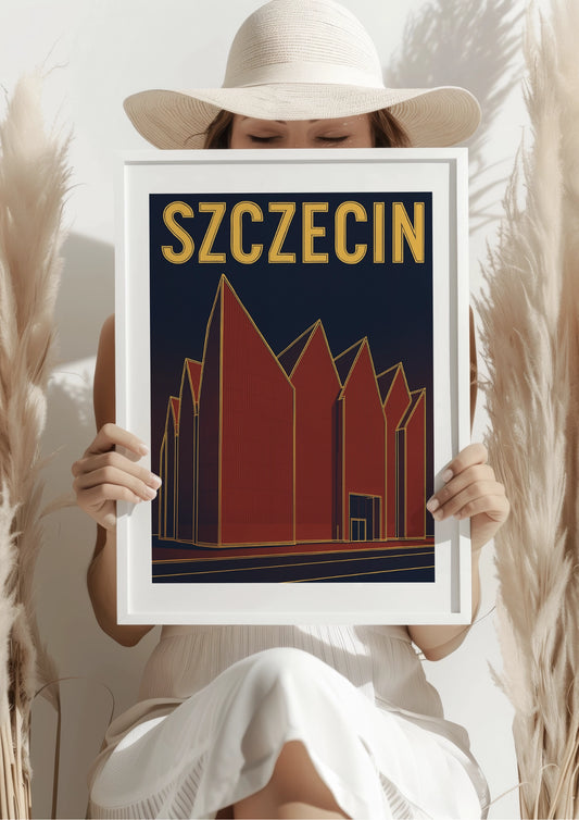 Szczecin Filharmonia Nowoczesna Architektura Plakat