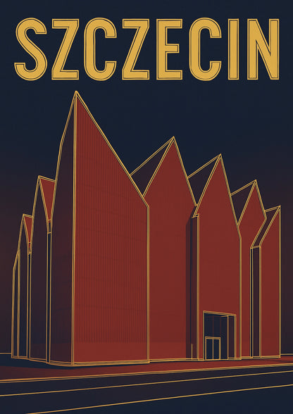 Szczecin Filharmonia Nowoczesna Architektura Plakat