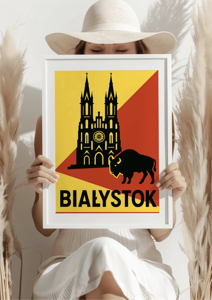 Białystok Katedra Żubr i Podlaski Kontrast Plakat