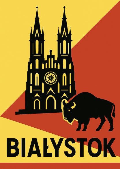 Białystok Katedra Żubr i Podlaski Kontrast Plakat