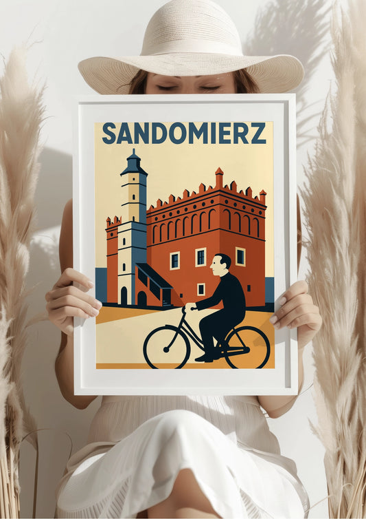 Sandomierz Ratusz Rower i Serialowy Urok Plakat