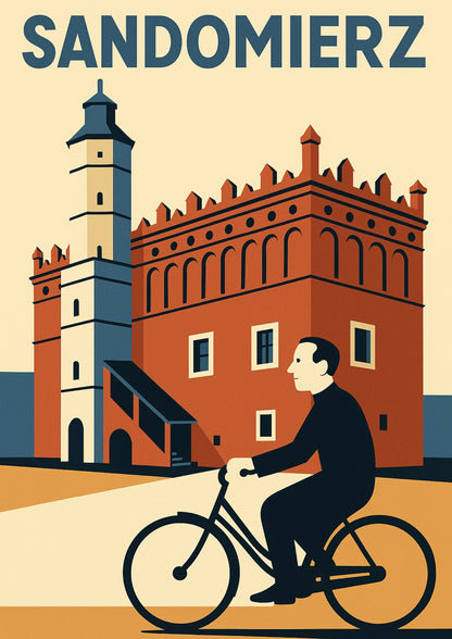 Sandomierz Ratusz Rower i Serialowy Urok Plakat