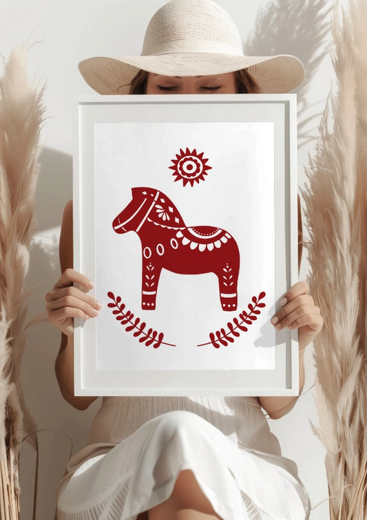 Skandynawski Konik Ze Słońcem Plakat